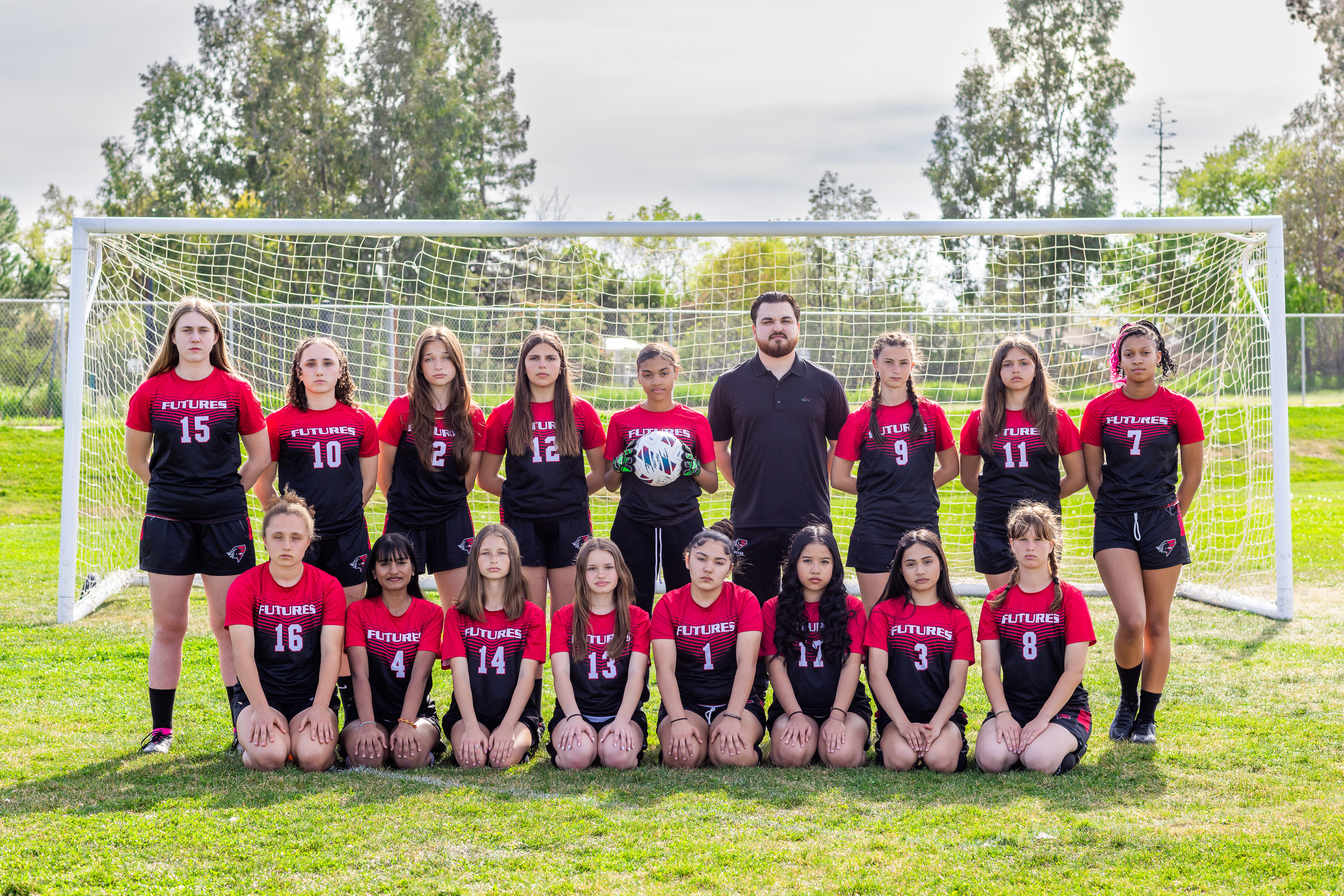 Girls soccer team portrait