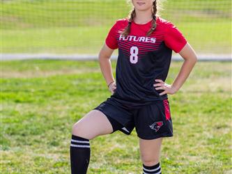 Girls soccer team player portrait