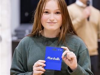 Student with gift card