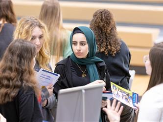 Students speaking with recruiters