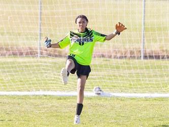 Goalie kicking ball