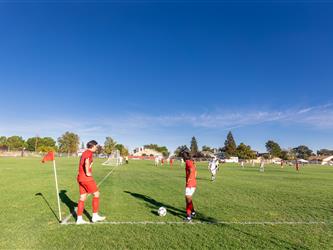 Serving soccer ball from corner