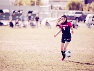 Soccer players in field