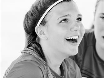 Girl smiling in black and white