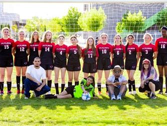 Close up team photo in line