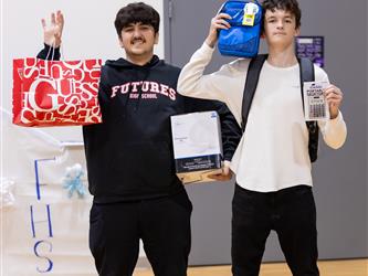 Student with gift card