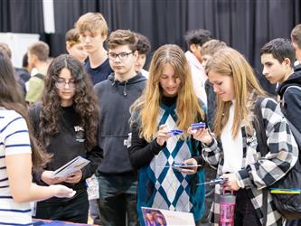 Students speaking with recruiters