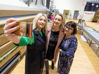 Three women taking a selfie