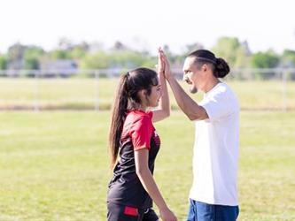 Players giving high five