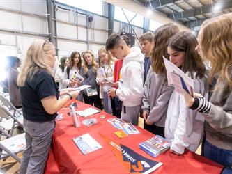 Students speaking with recruiters