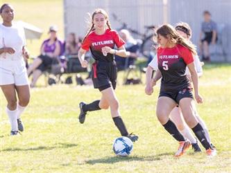 Soccer players in field
