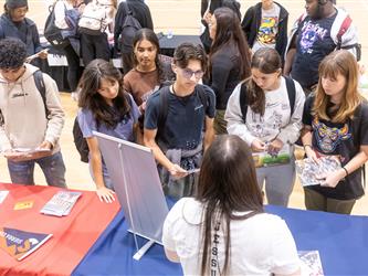 Students speaking with recruiters