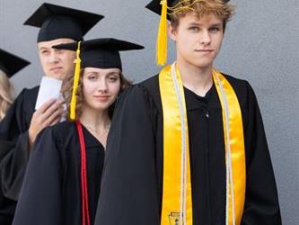 Three students in line