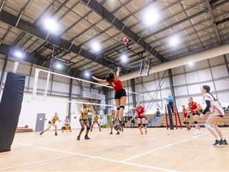 Futures Girls Volleyball team defending