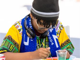 Student playing instrument 