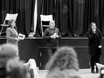 Staff speaking with families