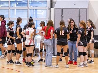 Girls playing volleyball