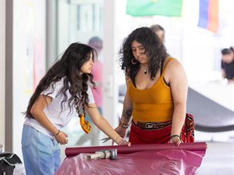 Two women at table
