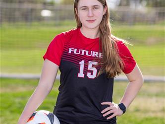 Girls soccer team player portrait