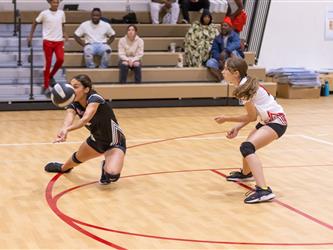 Girl diving for ball