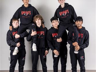 Wrestling teammates posing
