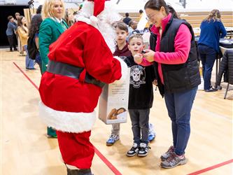 students posed with santa