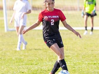 Soccer players in field