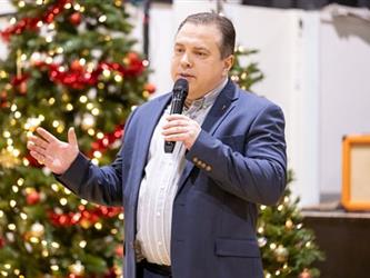 Man speaking into mic