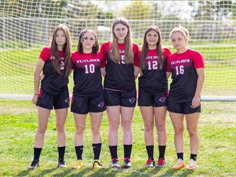 Girls soccer team players portrait