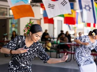 Students participating in a craft activity