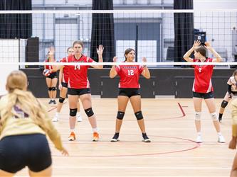 Futures Girls Volleyball team waiting for serve
