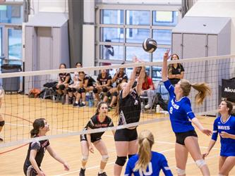 Girls playing volleyball