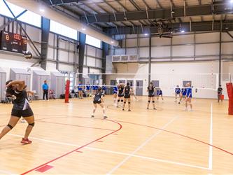 Girls playing volleyball