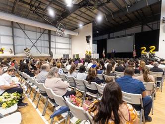 Families listening to principal