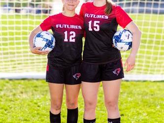 Two players holding ball