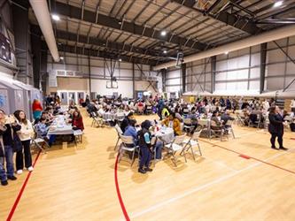 School gym full of parents
