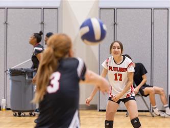 Girls playing volleyball