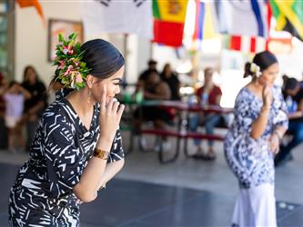 Students participating in a craft activity