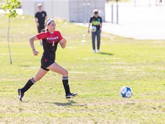 Soccer players in field