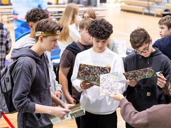 Students reviewing materials