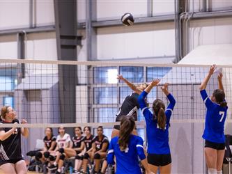 Girls playing volleyball