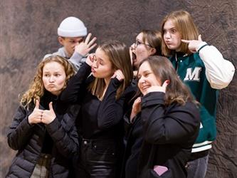 Students being silly in photo
