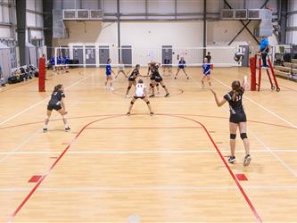 Girls playing volleyball