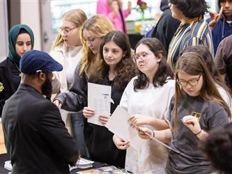 Students reviewing materials