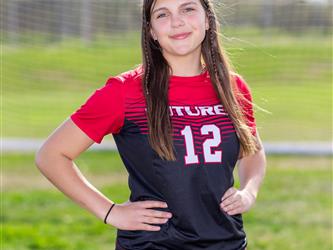Girls soccer team player portrait